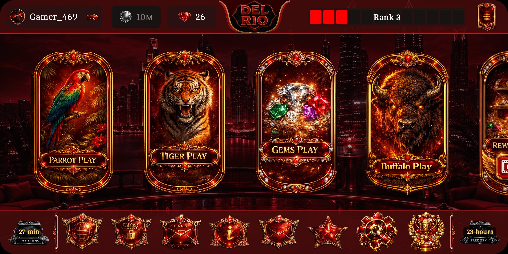 Del Rio main menu